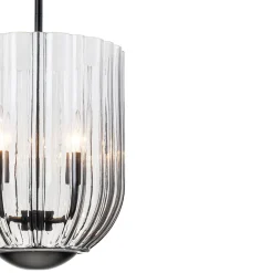 3-Light Candle Style Bell Ribbed Tinted Glass Ceiling Pendant