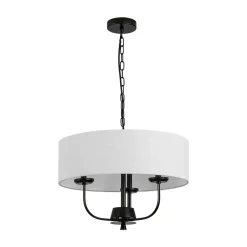 3-Light Candle Style Large Fabric Drum Cage Chandelier