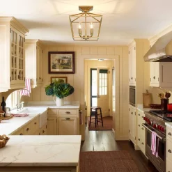 4-Light Candle Style Square Lantern Semi Flush Mount