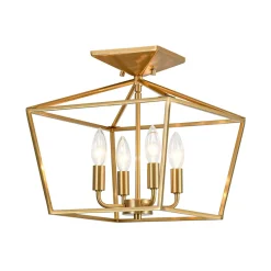 4-Light Candle Style Square Lantern Semi Flush Mount