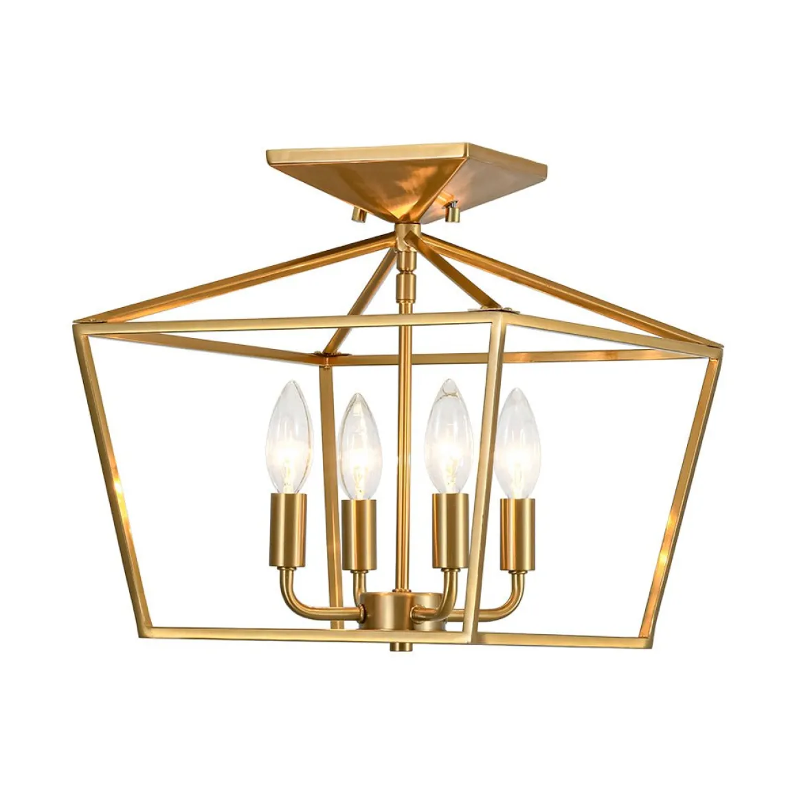 4-Light Candle Style Square Lantern Semi Flush Mount