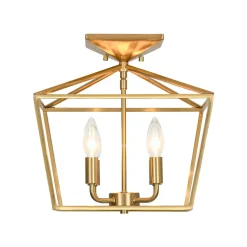 4-Light Candle Style Square Lantern Semi Flush Mount
