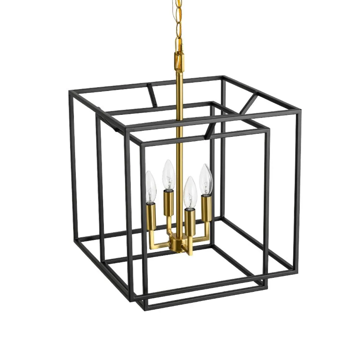 4-Light Candle Style Tiered Square Lantern Pendant