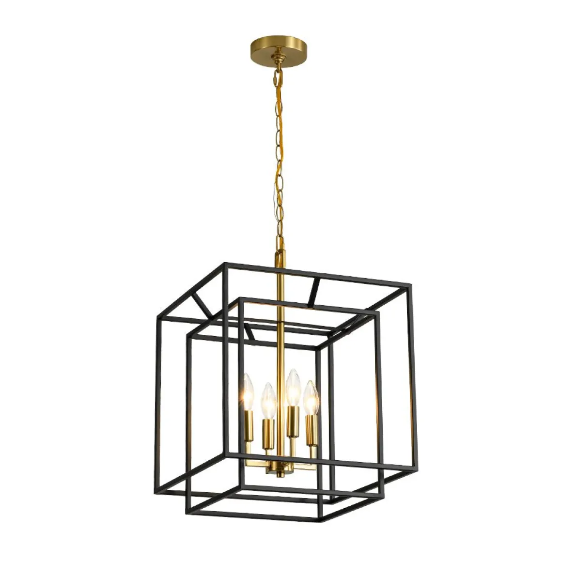 4-Light Candle Style Tiered Square Lantern Pendant