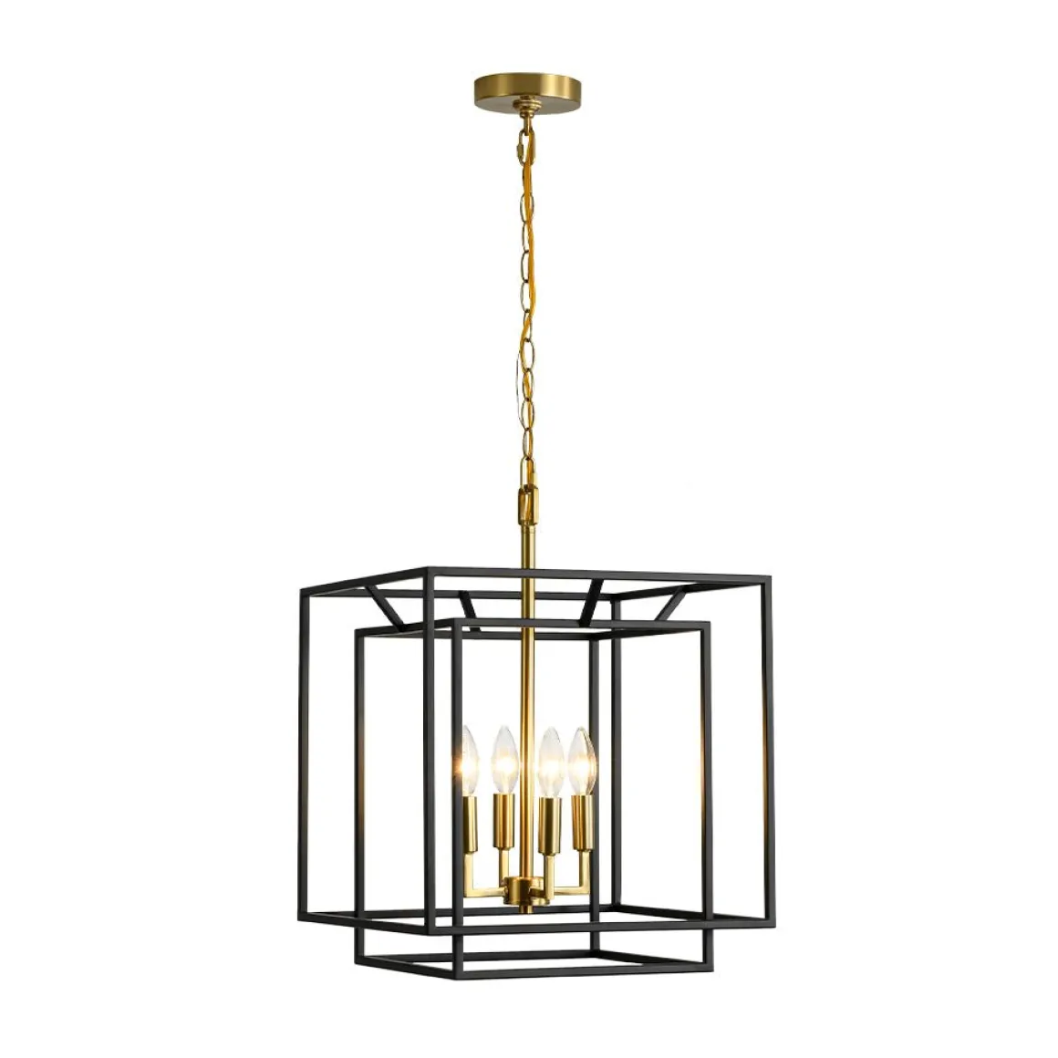 4-Light Candle Style Tiered Square Lantern Pendant