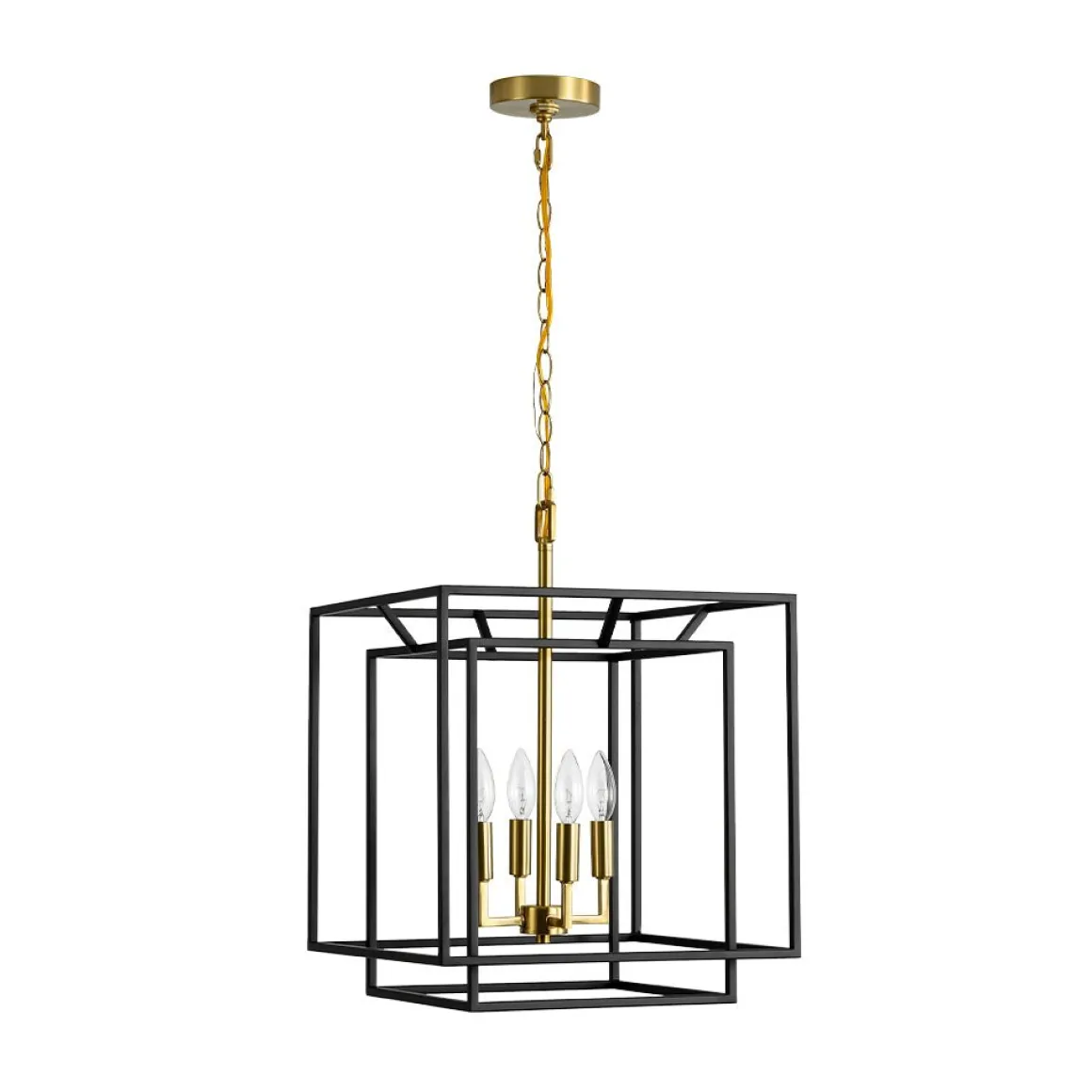 4-Light Candle Style Tiered Square Lantern Pendant