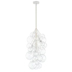 3-Light Cascade Cluster Clear Glass Bubble Chandelier