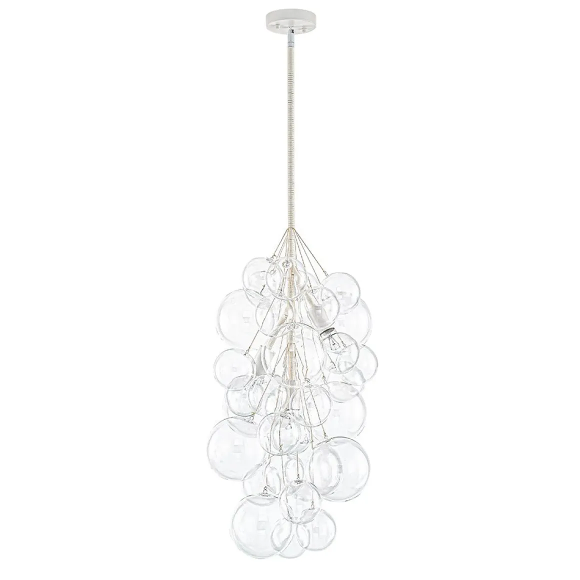 3-Light Cascade Cluster Clear Glass Bubble Chandelier