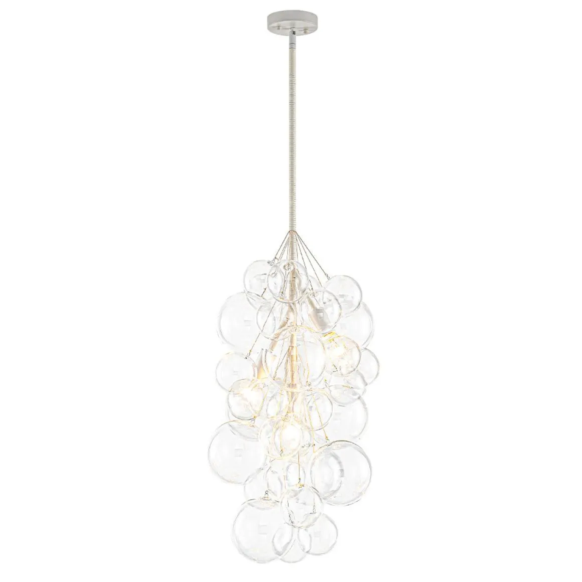 3-Light Cascade Cluster Clear Glass Bubble Chandelier