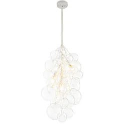 3-Light Cascade Cluster Clear Glass Bubble Chandelier