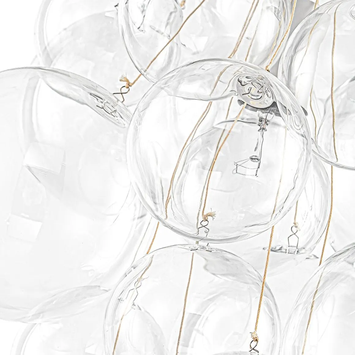3-Light Cascade Cluster Clear Glass Bubble Chandelier