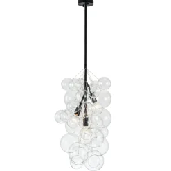 3-Light Cascade Cluster Clear Glass Bubble Chandelier