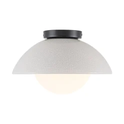 1-Light Ceramic Dome Frosted Shade Semi Flush Mount