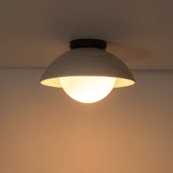 1-Light Ceramic Dome Frosted Shade Semi Flush Mount