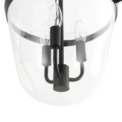 3-Light Clear Glass Bell Jar Lantern Pendant / Semi Flush