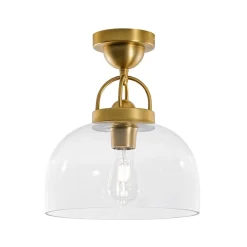 1-Light Clear Glass Dome Shade Semi Flush Mount