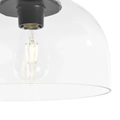 1-Light Clear Glass Dome Shade Semi Flush Mount