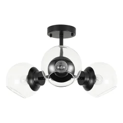 3-Light Clear Glass Globe Sputnik Semi Flush Mount