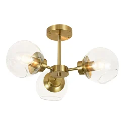 3-Light Clear Glass Globe Sputnik Semi Flush Mount