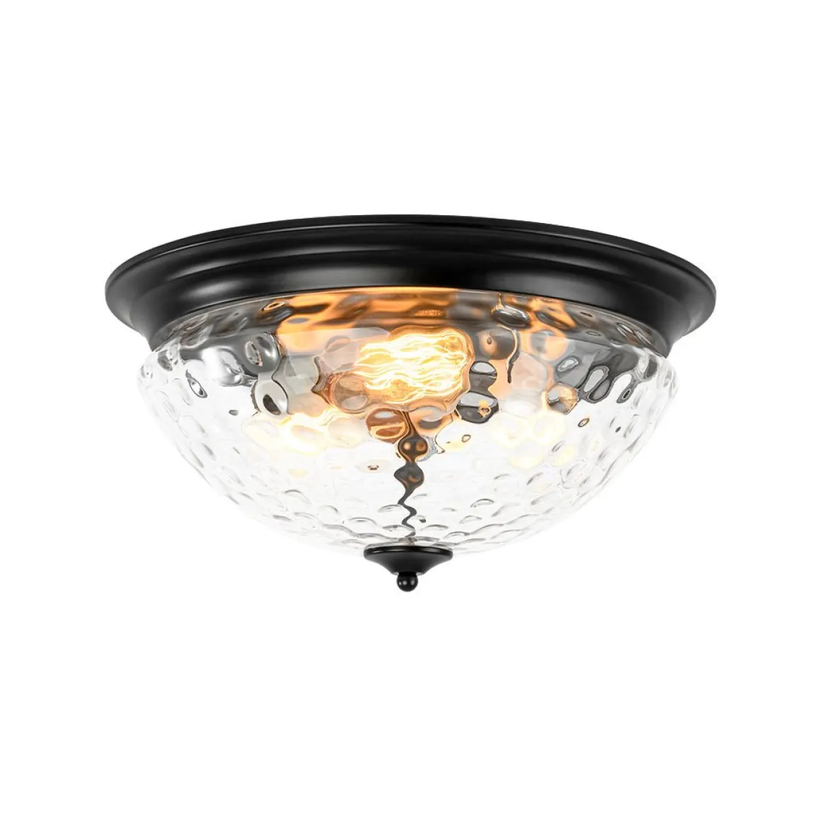 3-light Clear Water Glass Flush Mount Ceiling Light