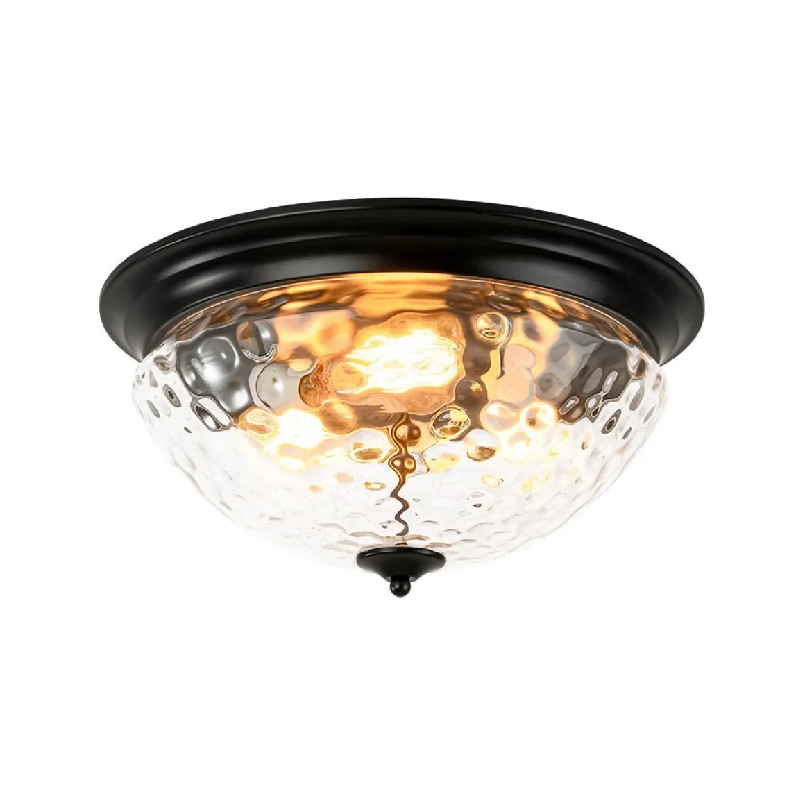 3-light Clear Water Glass Flush Mount Ceiling Light