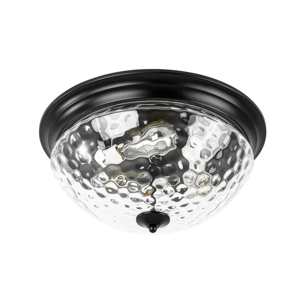 3-light Clear Water Glass Flush Mount Ceiling Light
