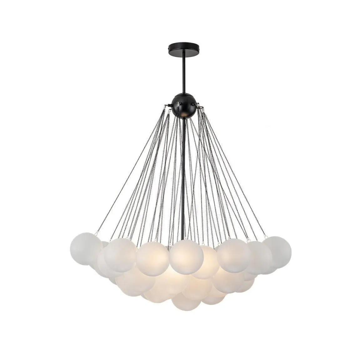 3-Light Cluster Frosted Glass Bubble Chandelier