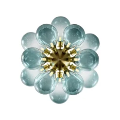 18-Light Cluster Gradual Blue Glass Globe Bubble Chandelier