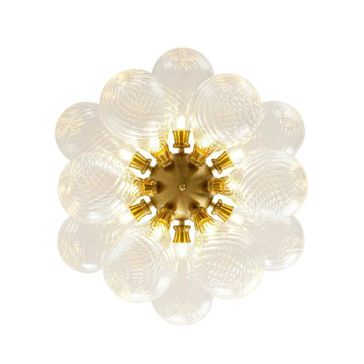 18-Light Cluster Ribbed Glass Globe Bubble Chandelier