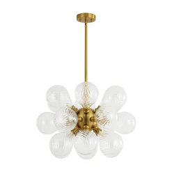 18-Light Cluster Ribbed Glass Globe Bubble Chandelier