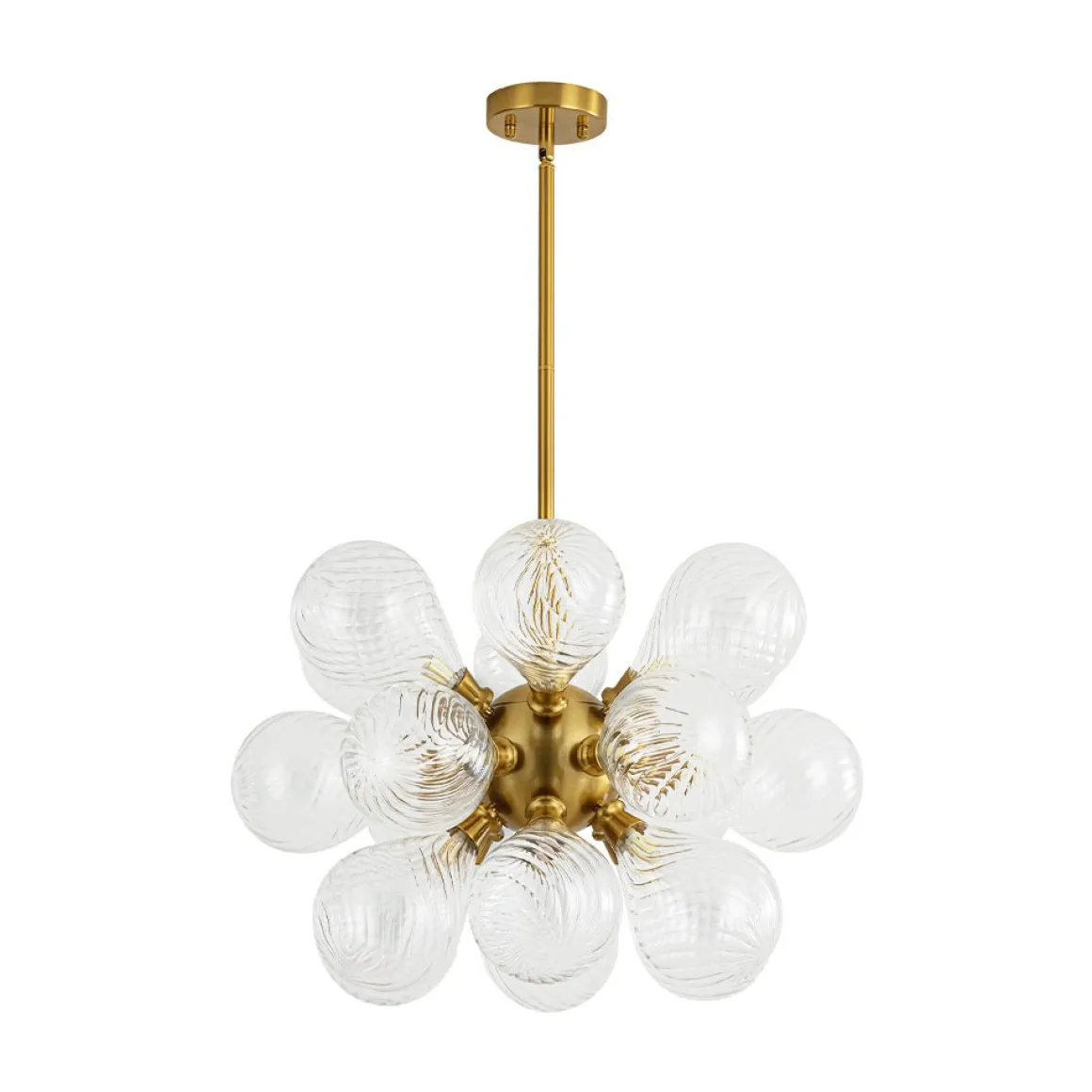 18-Light Cluster Ribbed Glass Globe Bubble Chandelier