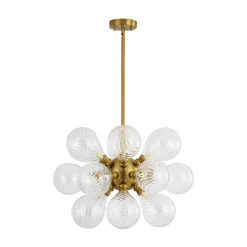 18-Light Cluster Ribbed Glass Globe Bubble Chandelier
