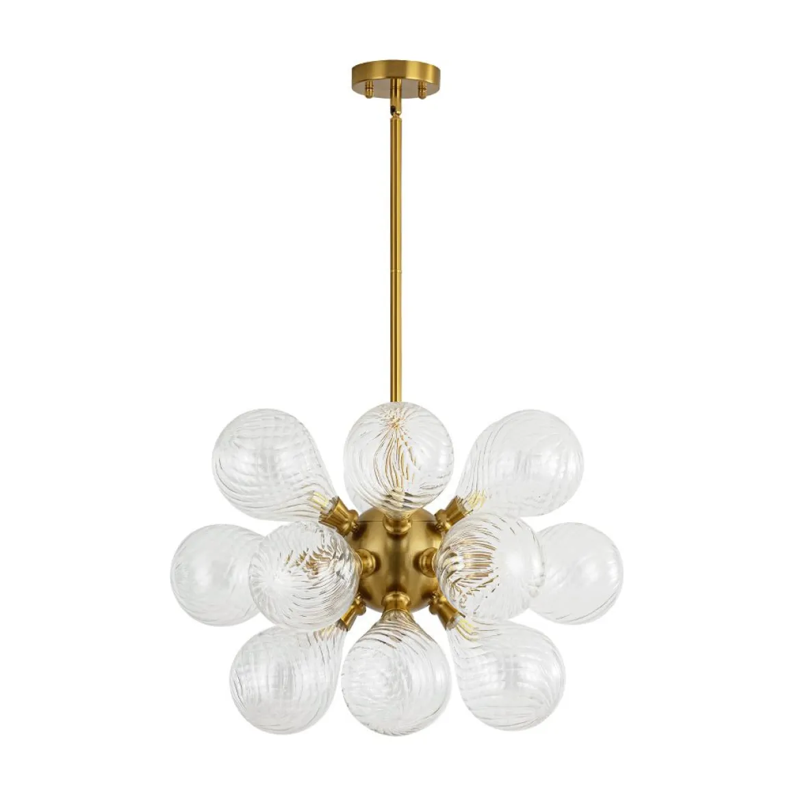 18-Light Cluster Ribbed Glass Globe Bubble Chandelier
