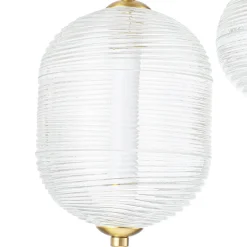 5-Light Cluster Ribbed Glass LED Round Entryway Chandelier
