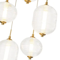 5-Light Cluster Ribbed Glass LED Round Entryway Chandelier