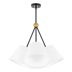 4-Light Cluster White Fabric Cone Shade Chandelier