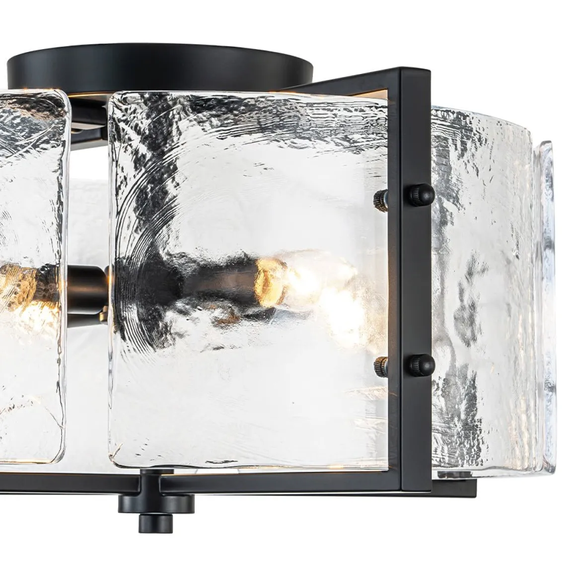 4-Light Contemporary Clear Textured Glass Drum Flush Mount
