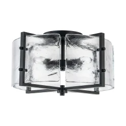4-Light Contemporary Clear Textured Glass Drum Flush Mount