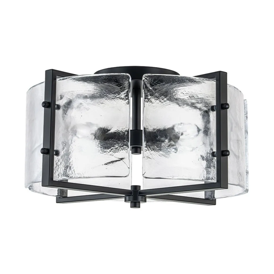 4-Light Contemporary Clear Textured Glass Drum Flush Mount