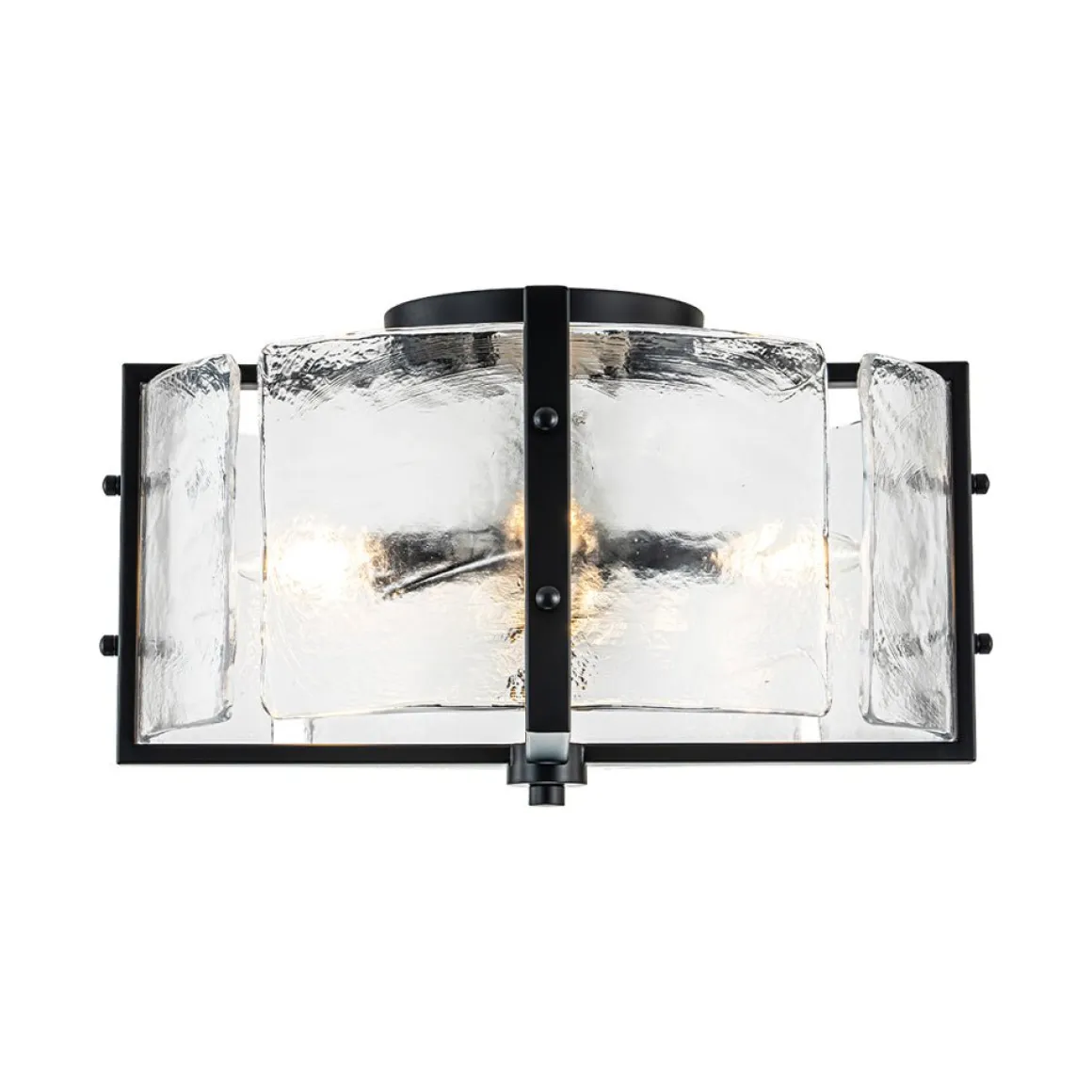 4-Light Contemporary Clear Textured Glass Drum Flush Mount