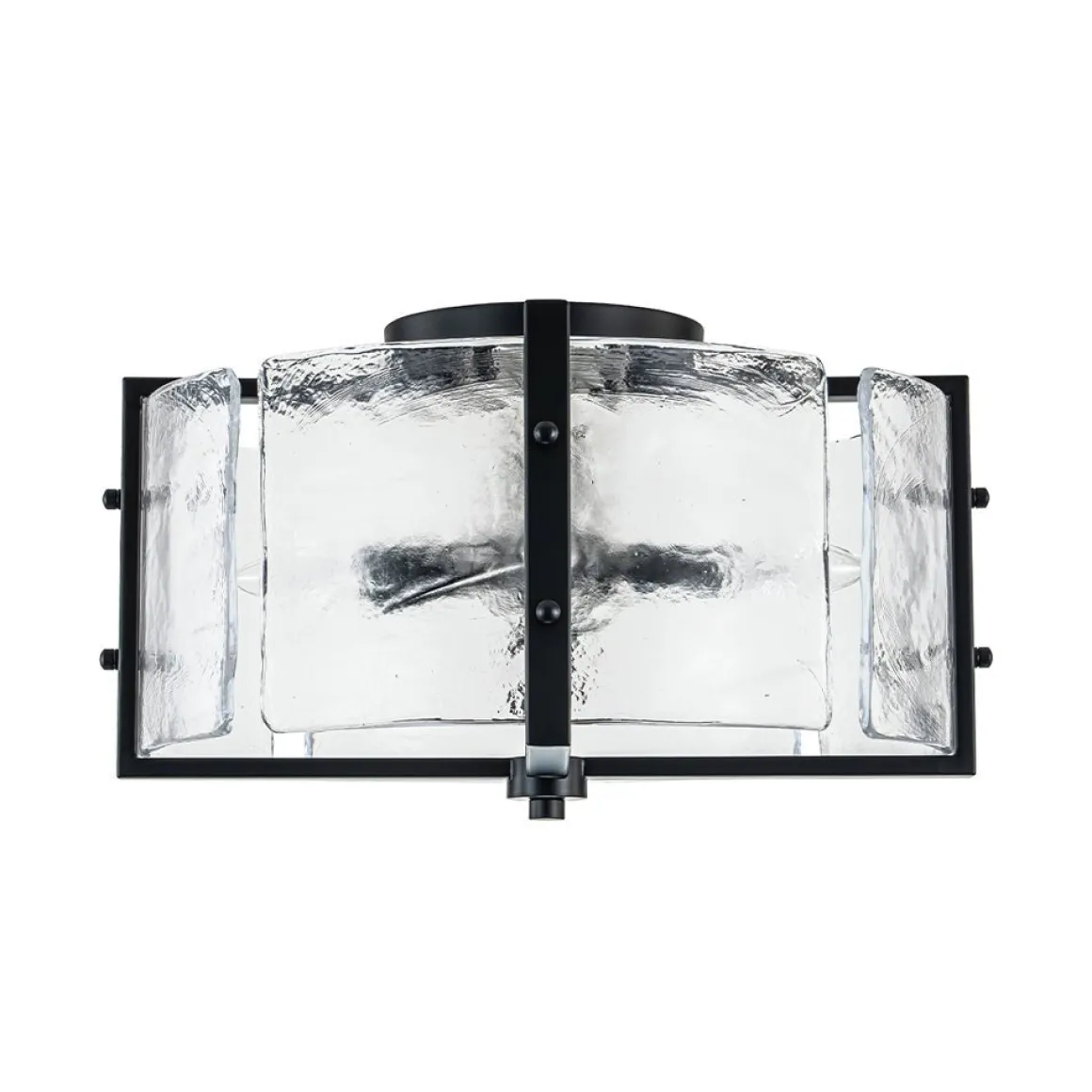4-Light Contemporary Clear Textured Glass Drum Flush Mount