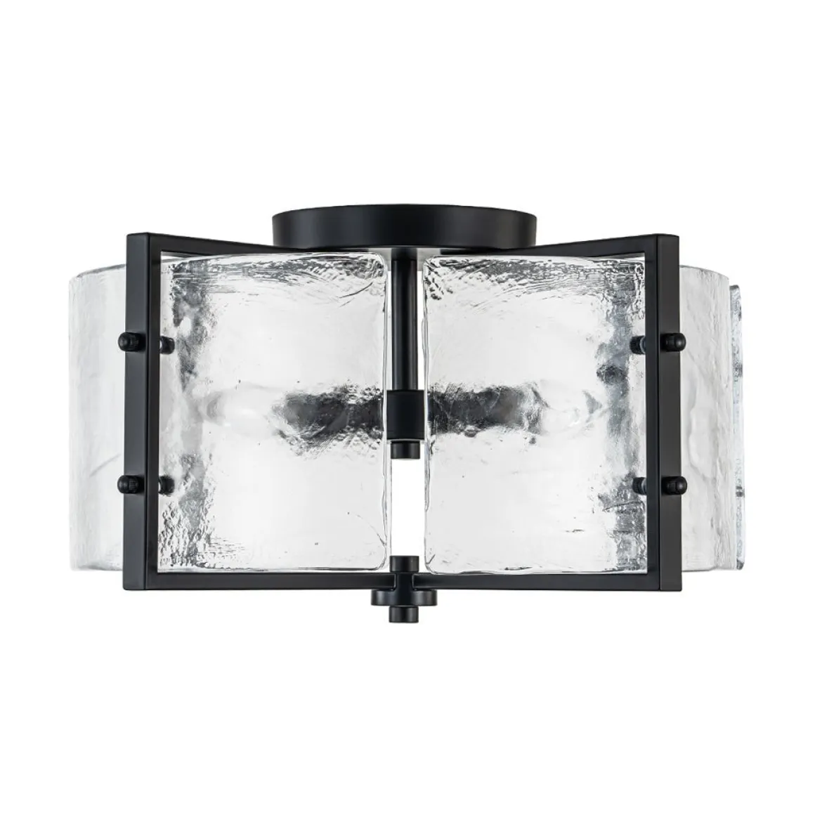 4-Light Contemporary Clear Textured Glass Drum Flush Mount