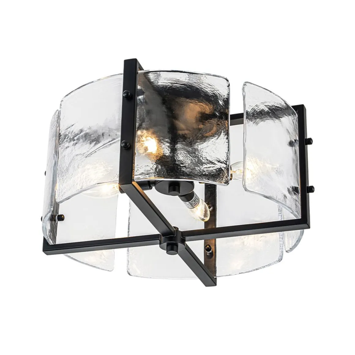 4-Light Contemporary Clear Textured Glass Drum Flush Mount
