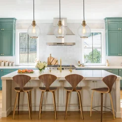 1-Light Corded Seeded Glass Globe Kitchen Pendant Light