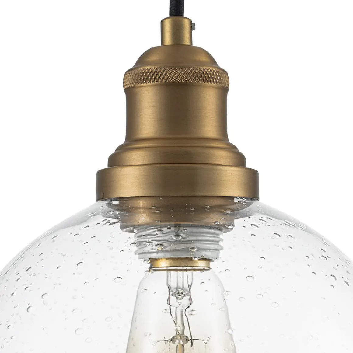 1-Light Corded Seeded Glass Globe Kitchen Pendant Light