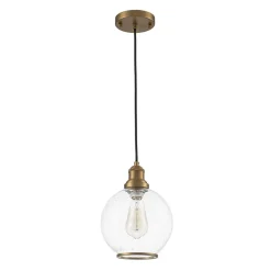 1-Light Corded Seeded Glass Globe Kitchen Pendant Light
