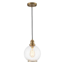 1-Light Corded Seeded Glass Globe Kitchen Pendant Light