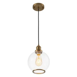 1-Light Corded Seeded Glass Globe Kitchen Pendant Light
