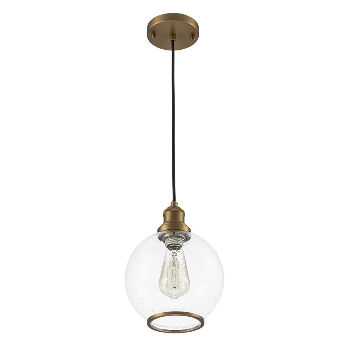 1-Light Corded Seeded Glass Globe Kitchen Pendant Light