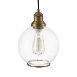 1-Light Corded Seeded Glass Globe Kitchen Pendant Light